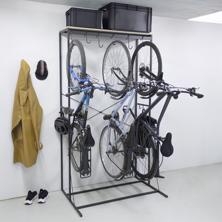 Porte-vélos Koro 6 vélos en métal noir 116,5 x 75 x 208 cm