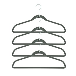 Lot de 4 cintres en velours taupe slim