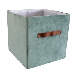 Bac de rangement en velours vert