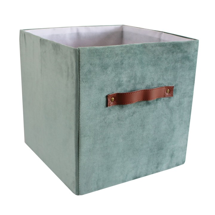Bac de rangement en velours vert