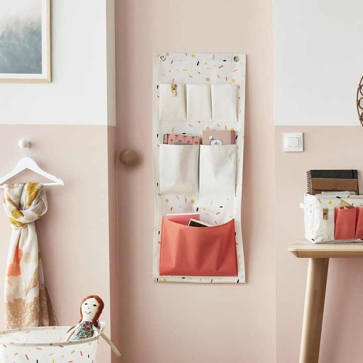 Organiseur mural en polycoton motif confettis