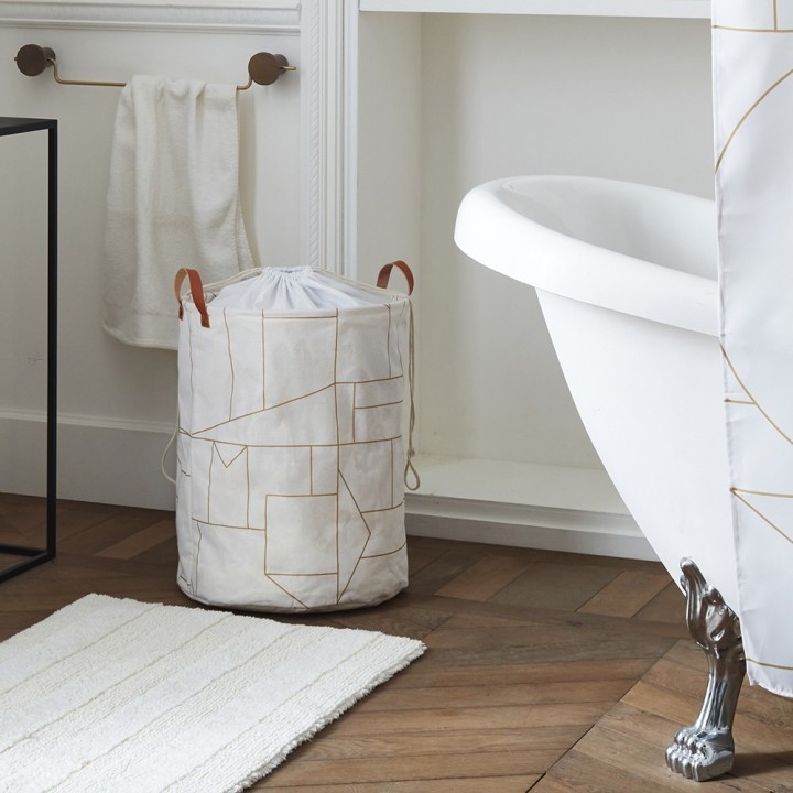 Panier à linge en polycoton blanc