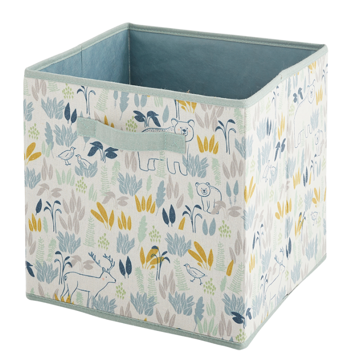 Cube de rangement en polycoton motif ours L