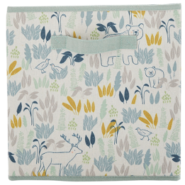 Cube de rangement en polycoton motif ours L