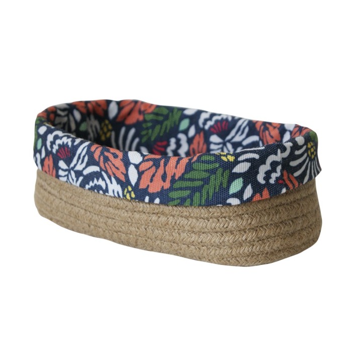 Panier rectangulaire en jute motif caribéen