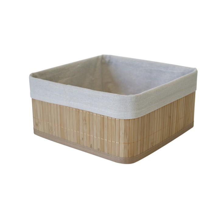 Lot de 3 paniers de rangement en bambou avec doublure