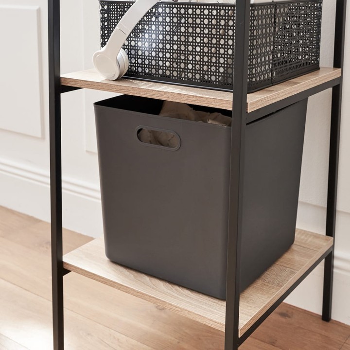 Bac de rangement en plastique gris