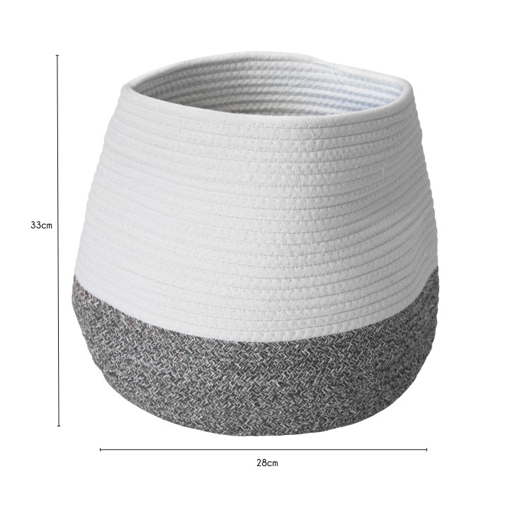 Panier en corde bicolore blanc et gris