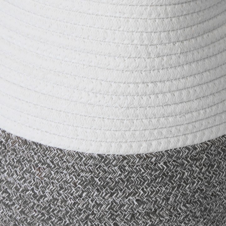 Panier en corde bicolore blanc et gris