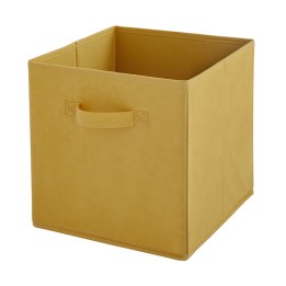 Cube de rangement en intissé moutarde