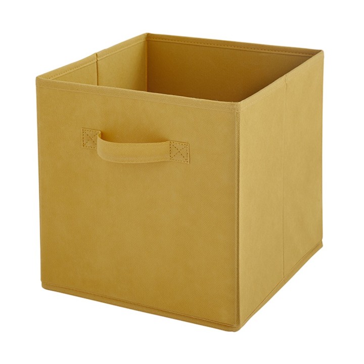 Cube de rangement en intissé moutarde