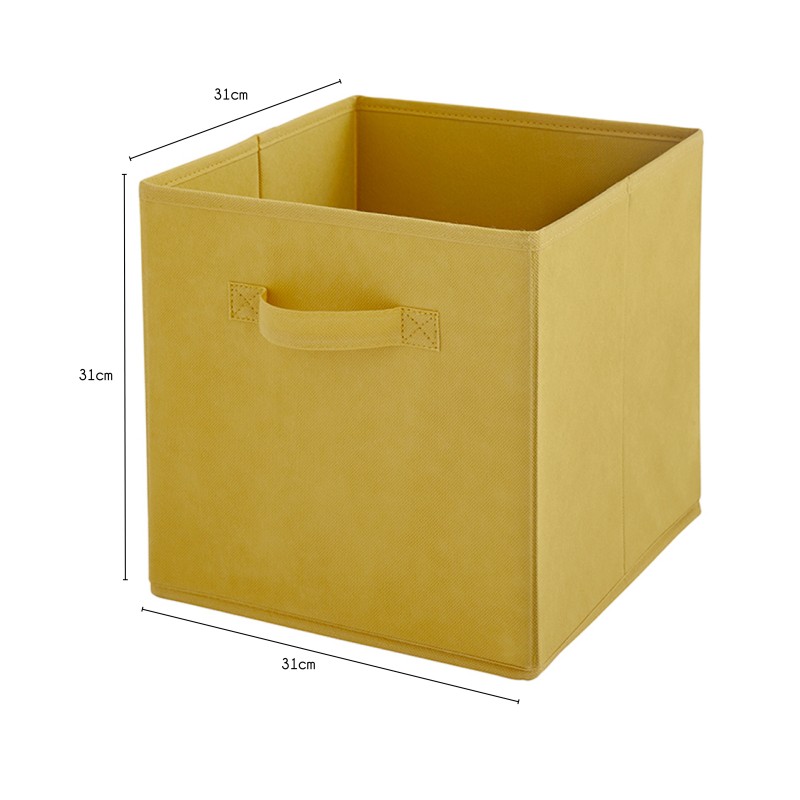 Detail of Cube de rangement en intissé moutarde