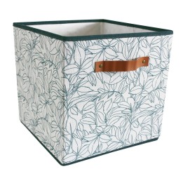 Cube de rangement en polycoton motif feuillage