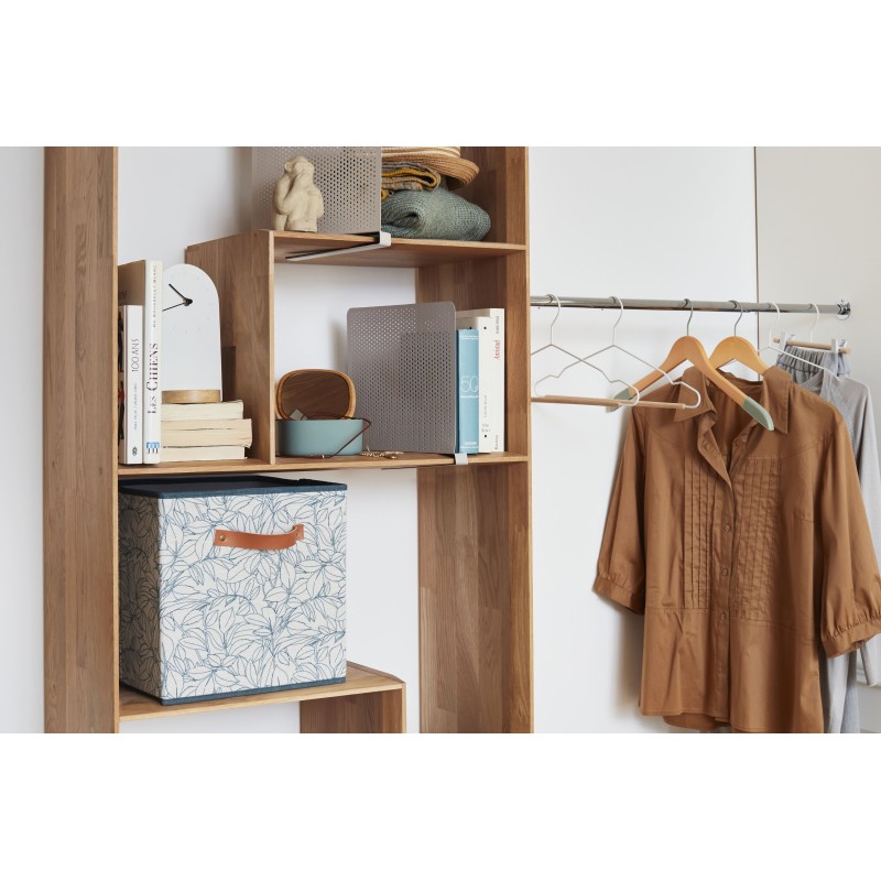 Detail of Cube de rangement en polycoton motif feuillage