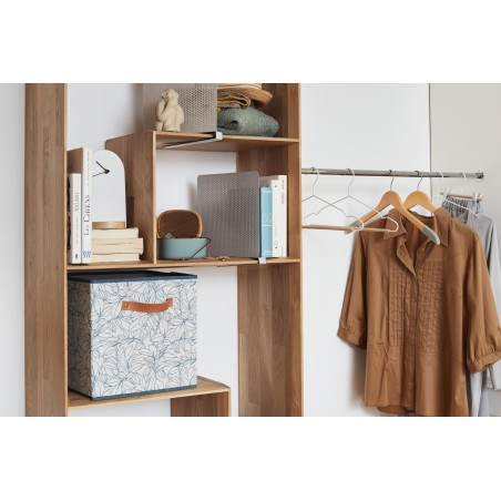 Detail of Cube de rangement en polycoton motif feuillage