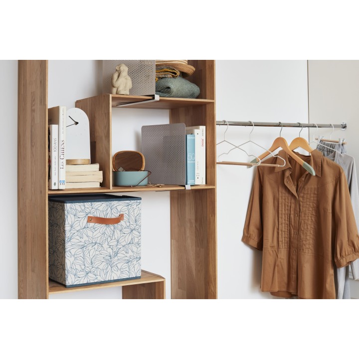 Cube de rangement en polycoton motif feuillage