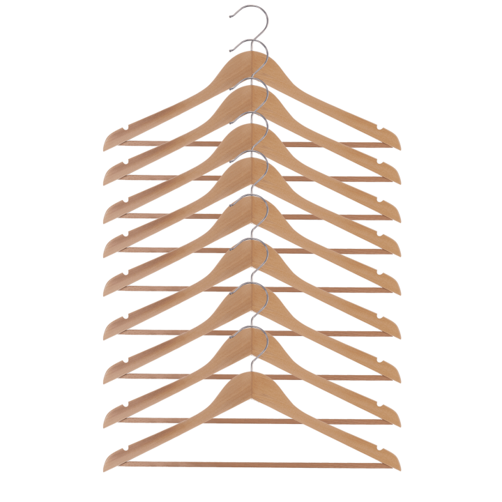 Lot de 9 cintres en bois naturel