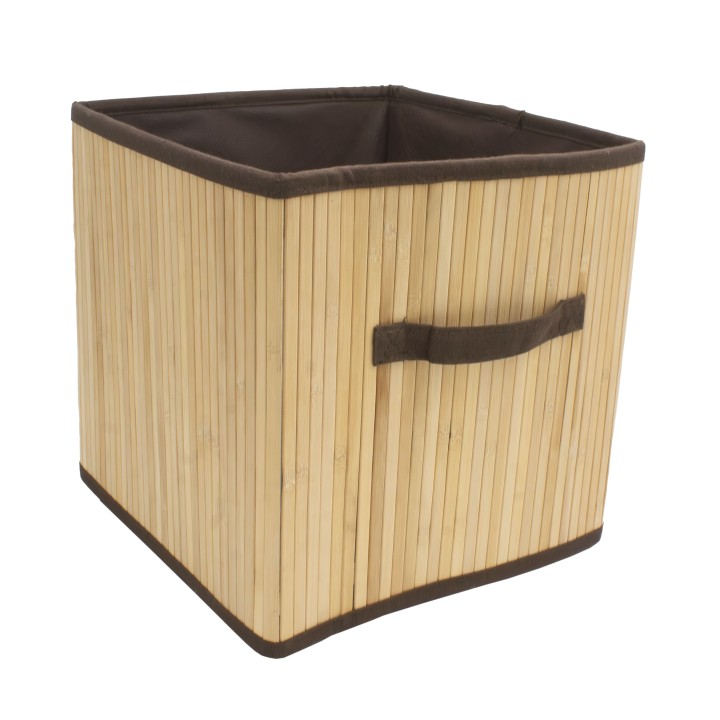 Cube de rangement en bambou naturel
