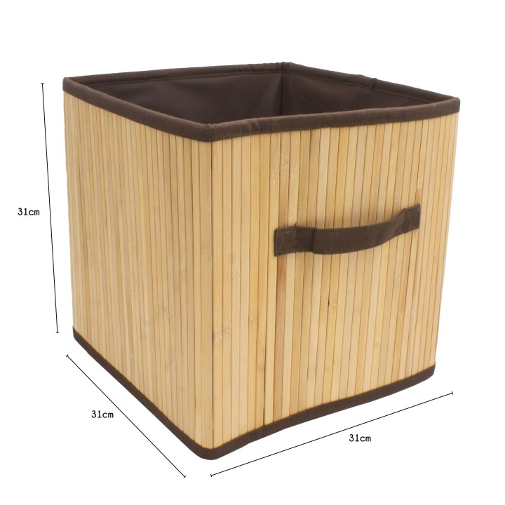 Cube de rangement en bambou naturel