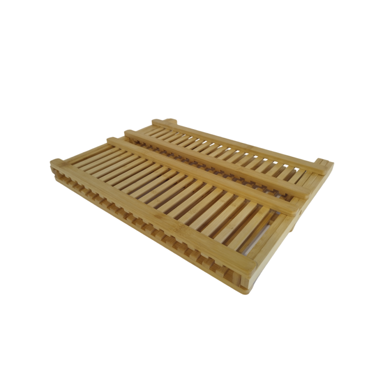 Égouttoir pliable à vaisselle en bambou