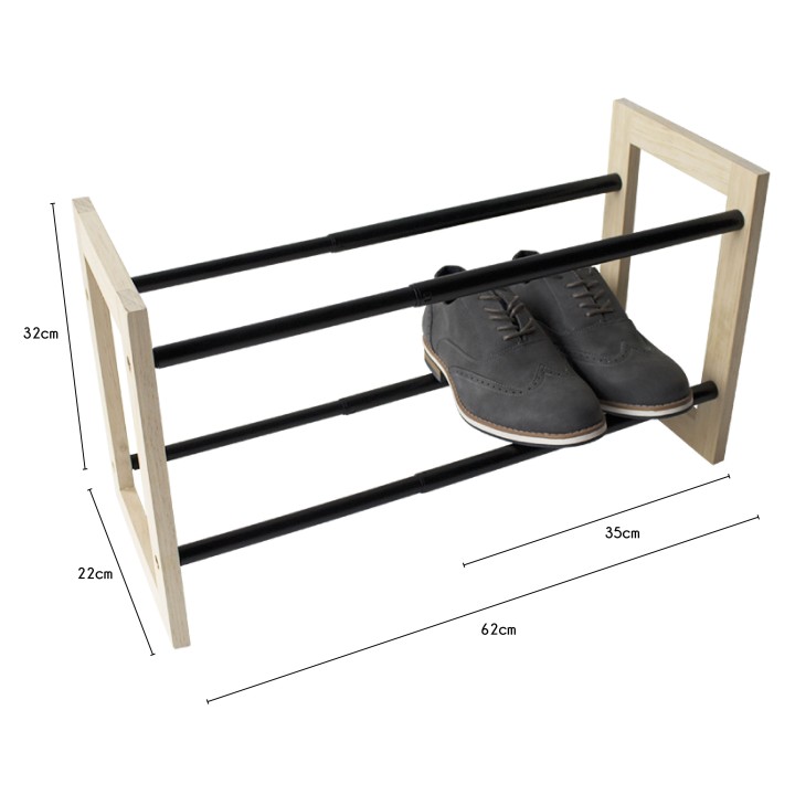 Range-chaussures extensible en bois noir