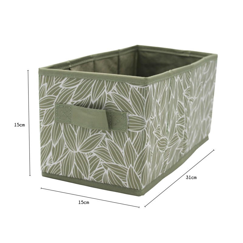 Detail of Petit bac de rangement en polyester motif feuillage