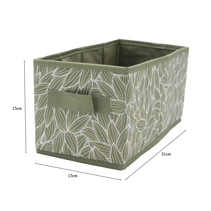 Petit bac de rangement en polyester motif feuillage