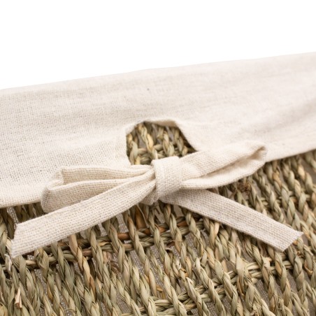 Detail of Panier cube de rangement en jonc de mer avec doublure