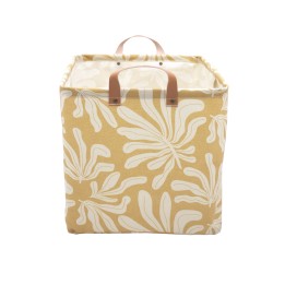 Cube de rangement en polycoton tropique jaune