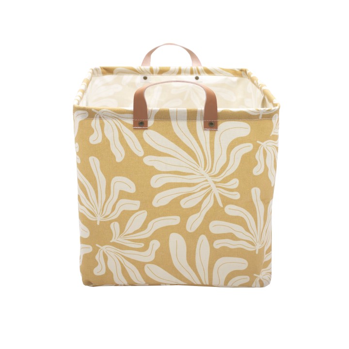 Cube de rangement en polycoton tropique jaune