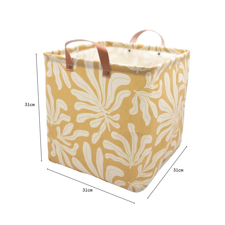 Cube de rangement en polycoton tropique jaune