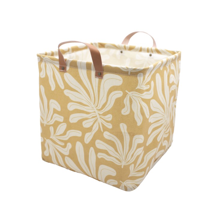 Cube de rangement en polycoton tropique jaune