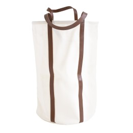 Panier à linge en polycoton avec anses marron