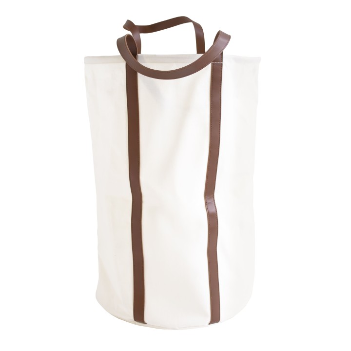 Panier à linge en polycoton avec anses marron