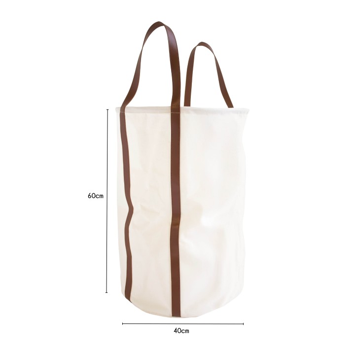 Panier à linge en polycoton avec anses marron