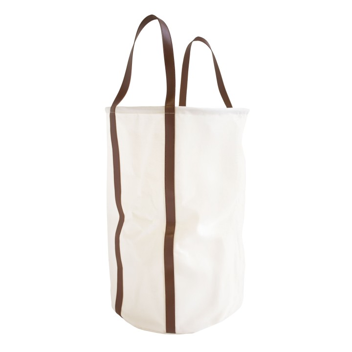 Panier à linge en polycoton avec anses marron