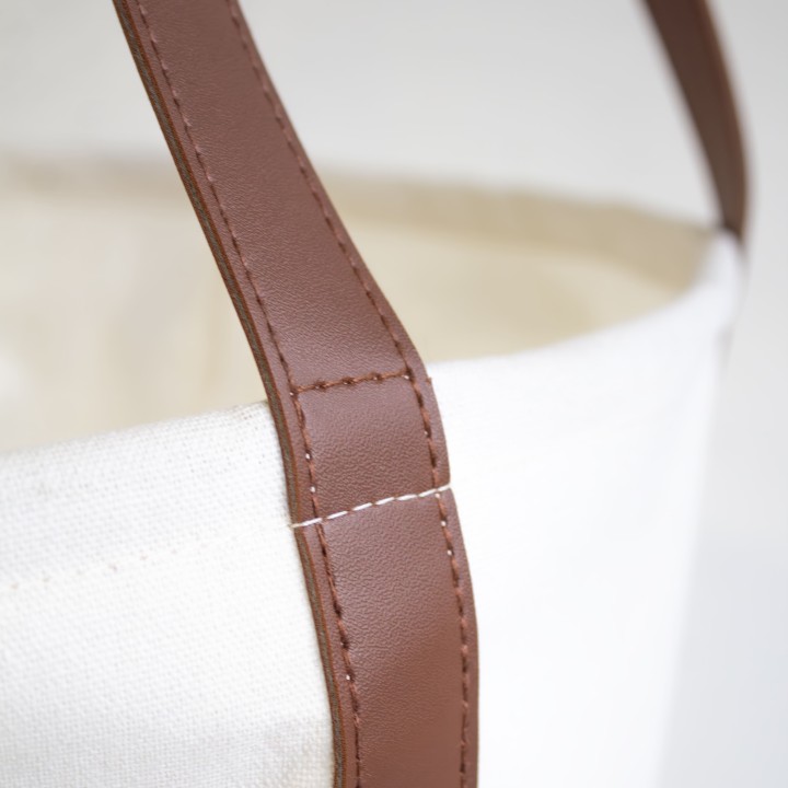 Panier à linge en polycoton avec anses marron