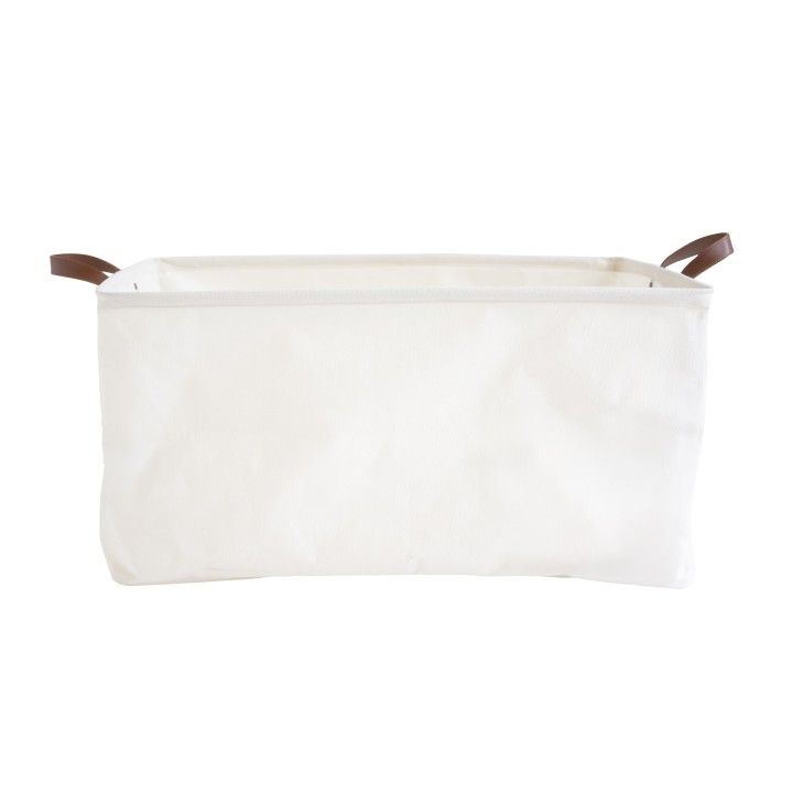 Panier à linge propre en polycoton avec poignées marron