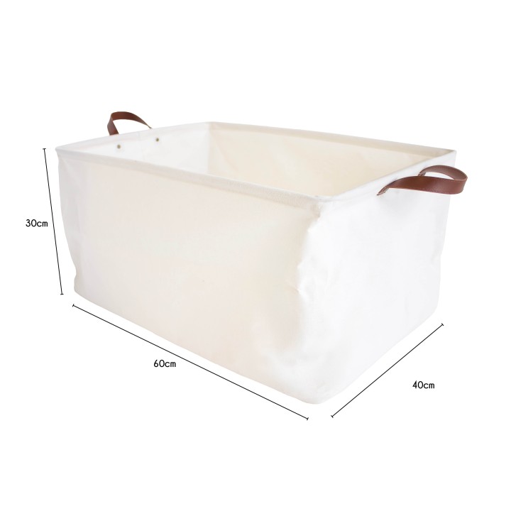 Panier à linge propre en polycoton avec poignées marron