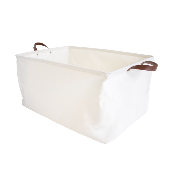 Panier à linge propre en polycoton avec poignées marron