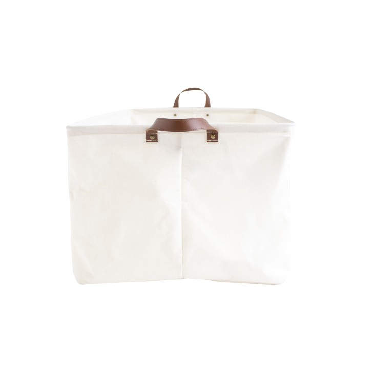 Panier à linge propre en polycoton avec poignées marron