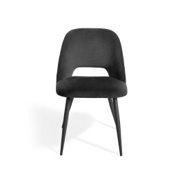 Lot de 2 chaises de séjour en tissu noir et pieds métal noir