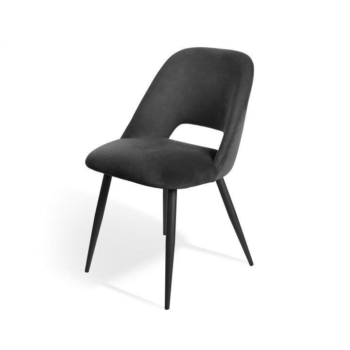 Lot de 2 chaises de séjour en tissu noir et pieds métal noir