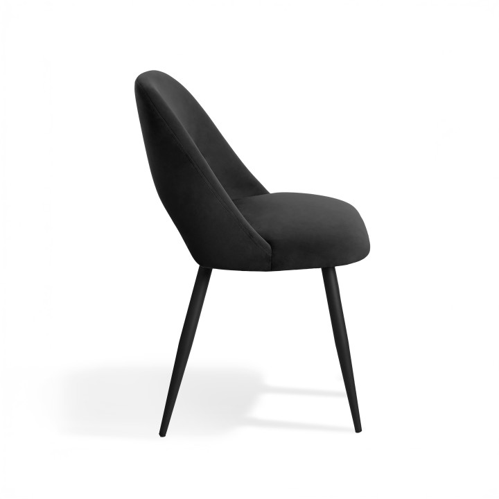 Lot de 2 chaises de séjour en tissu noir et pieds métal noir