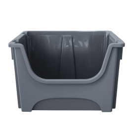 Bac de rangement en plastique empilable gris