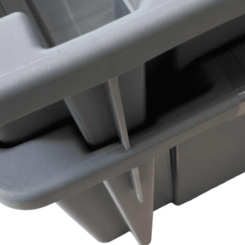Detail of Bac de rangement en plastique empilable gris