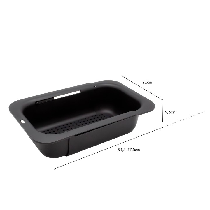 Passoire d'évier extensible en plastique noir