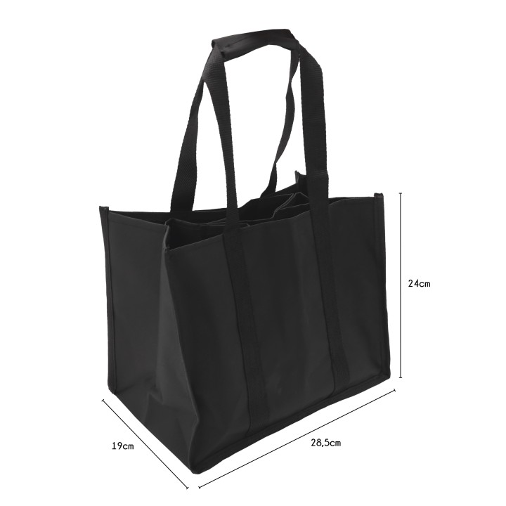 Sac range-bouteilles en polyester noir 6 bouteilles