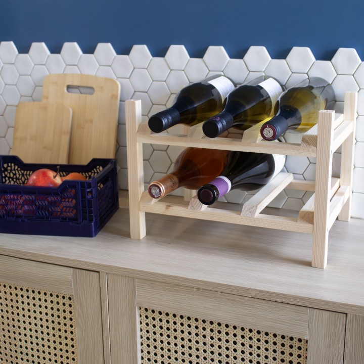 Range-bouteilles en pin 6 bouteilles