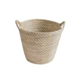 Panier en paille naturelle blanc